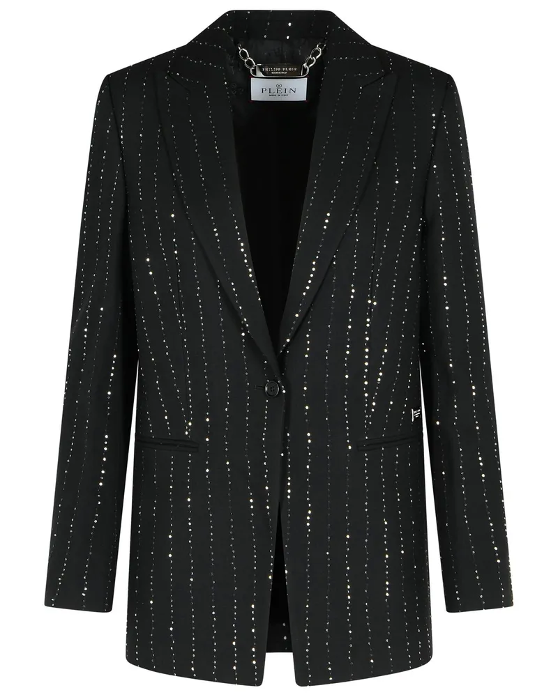 Philipp Plein Boyfriend Fit' Blazer mit schwarzen Wollmischungspaiettes Black