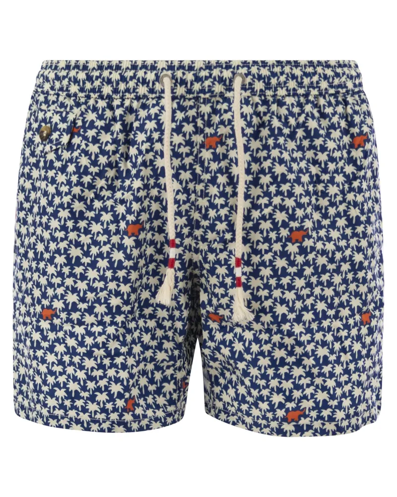 MC2 Saint Barth Leichtes Stoffschwimmkostüm mit Druck Blue