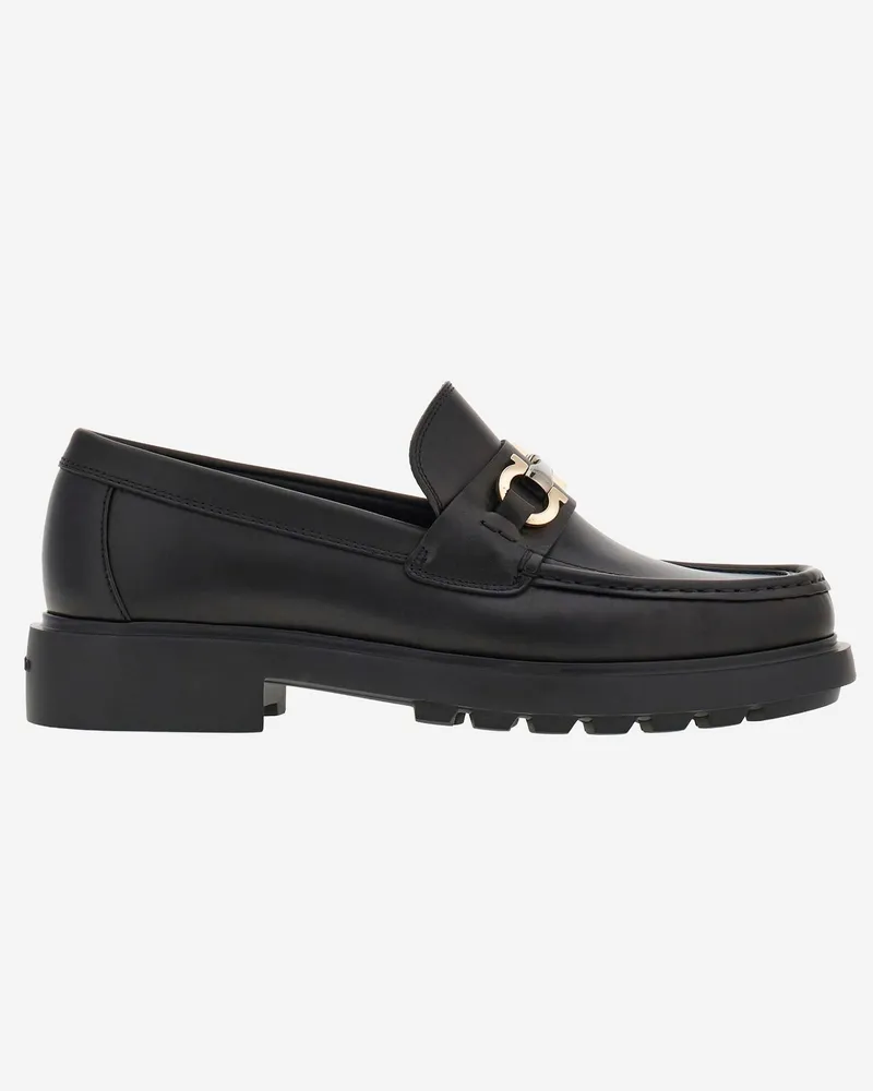 Ferragamo Gancini verschönerte Slipper Black