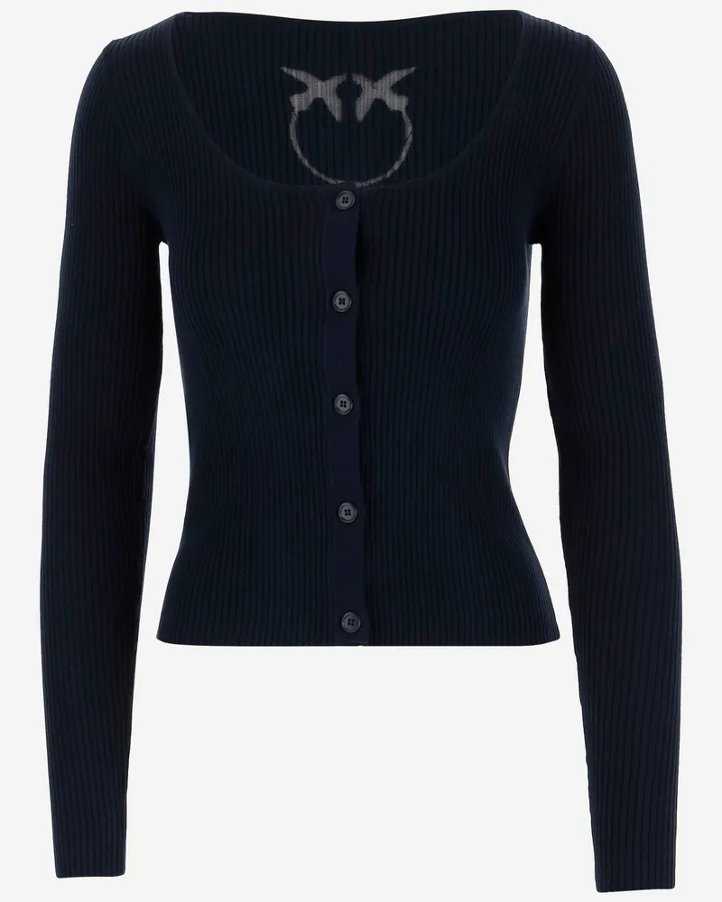 Pinko Seide und Baumwoll -Strickjacke mit Logo Black