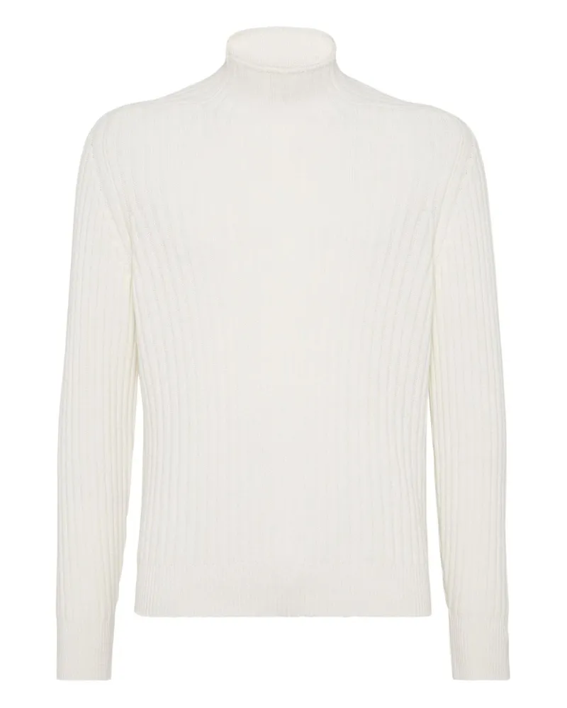 Brunello Cucinelli Kaschmirschildkrötenhalsspringer White