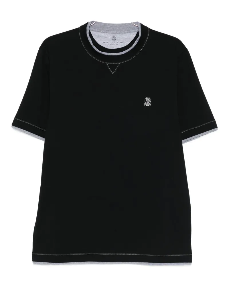 Brunello Cucinelli T-Shirt aus Baumwolle mit Logo Black