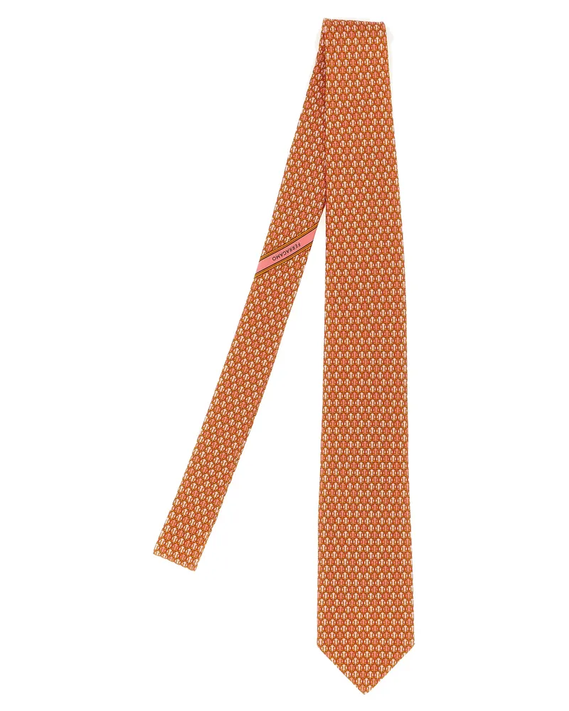 Ferragamo Gancini Polka Dot -Druckkrawatte Orange