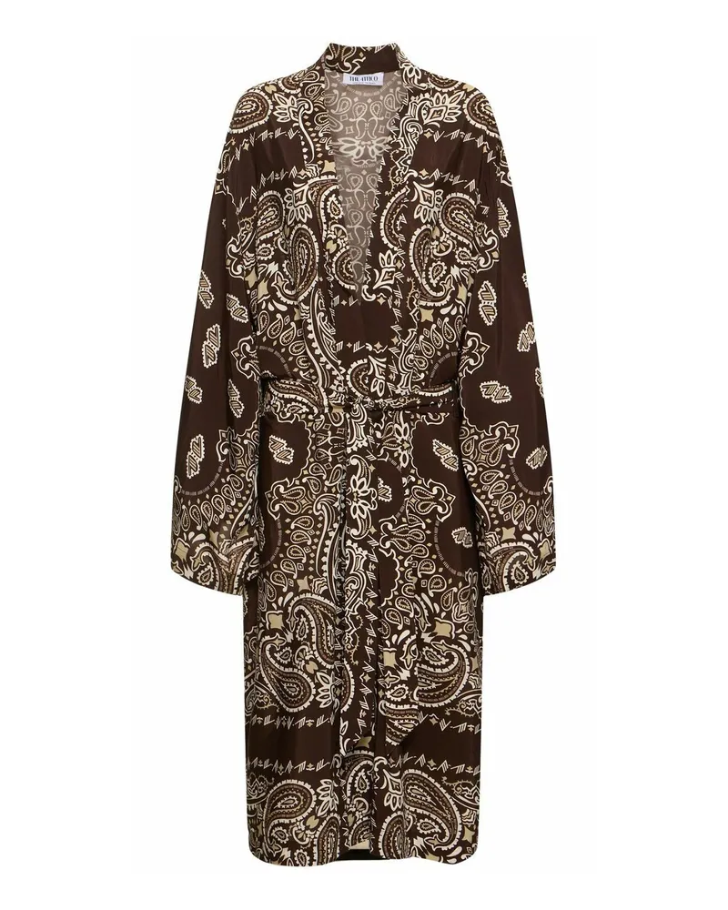 ATTICO Das Attico -gedruckte Viskose -Twill Kaftan -Kleid Brown