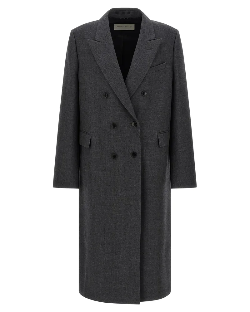 Dries van Noten Trocknen Van Note Doppelbrustmantel Gray