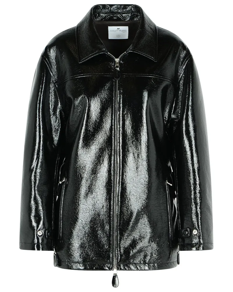 Courrèges Courreves 'Vinyl' schwarze Baumwollmischjacke Black