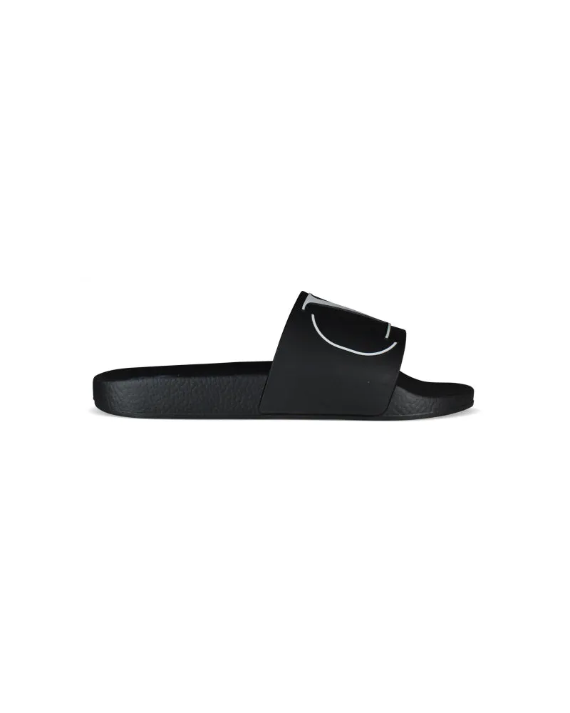 Valentino Garavani Slides V Logo Black