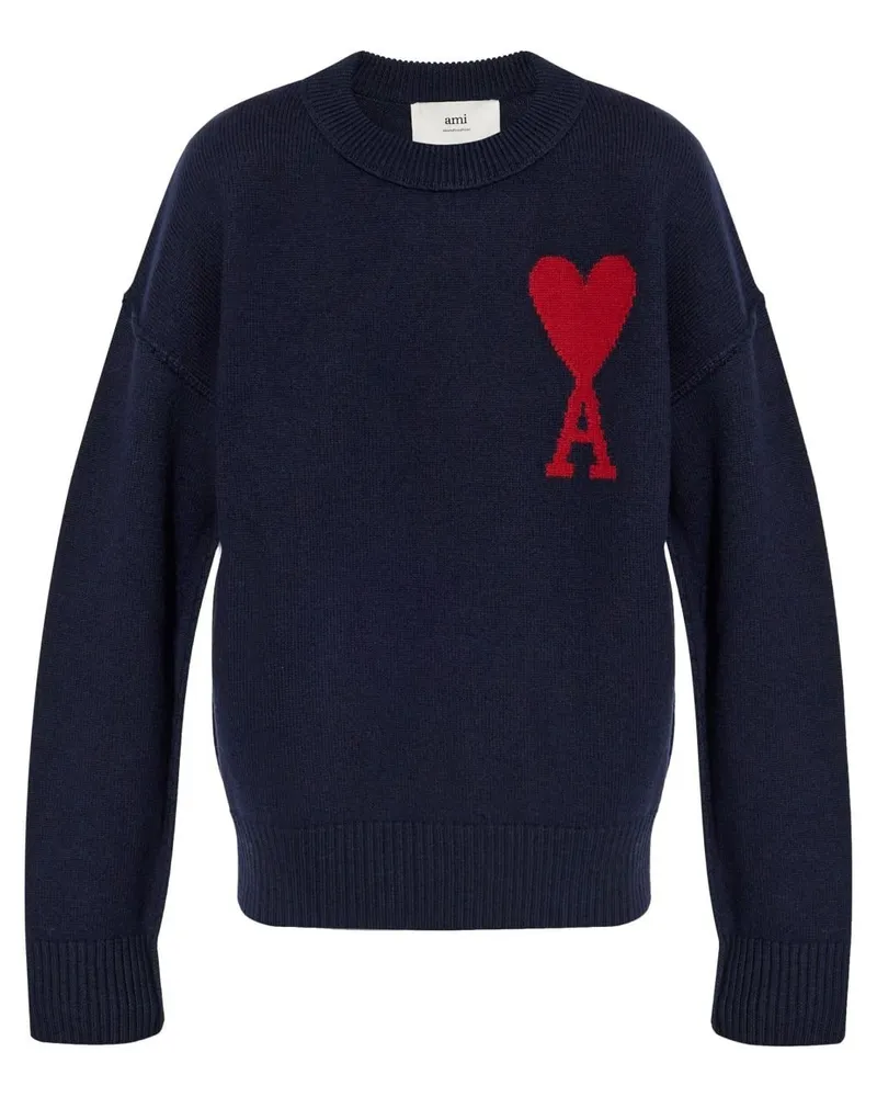 AMI Paris Ami de Coeur Wollpullover Blue