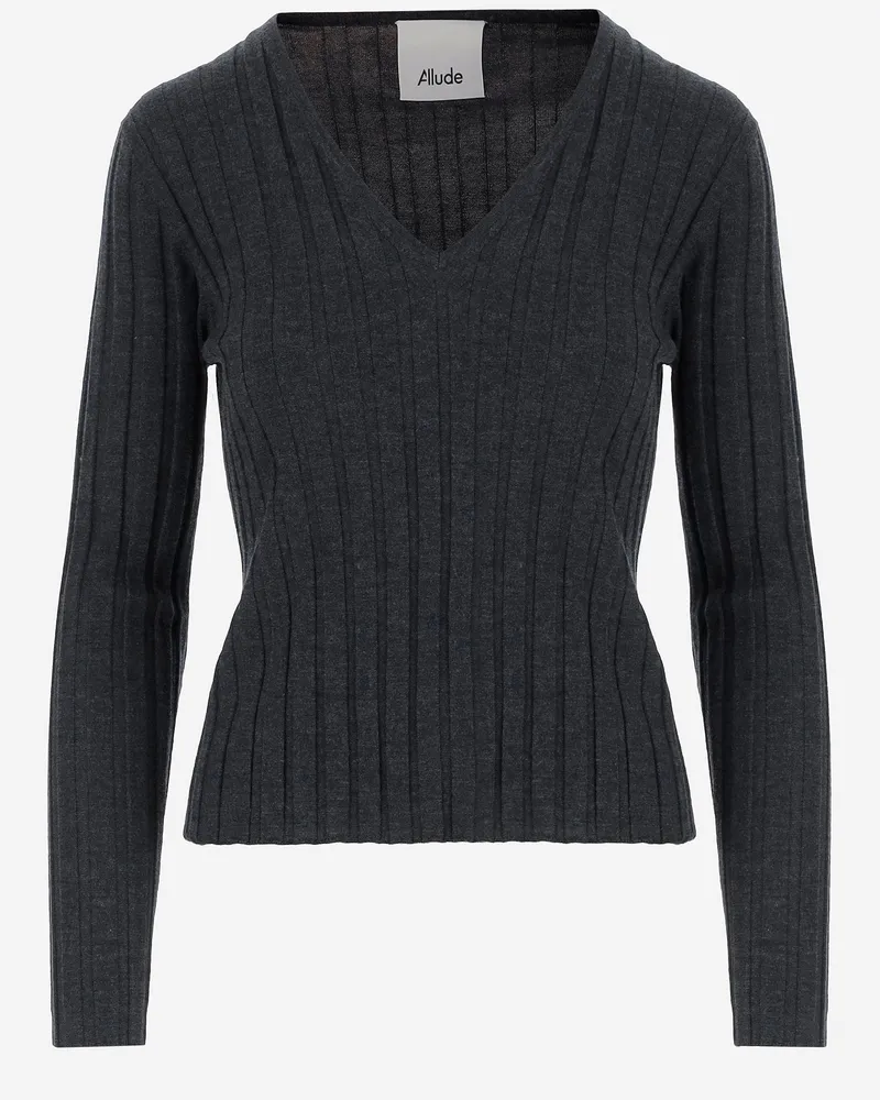 ALLUDE Wollpullover mit gestreiftem Muster anspielend Grey