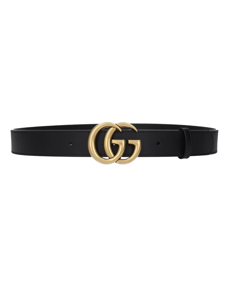 Gucci Herrens Schwarzer Ledergürtel -