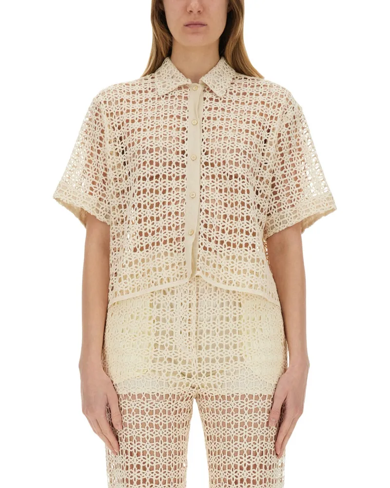 ALYSI Macramé -Shirt Beige