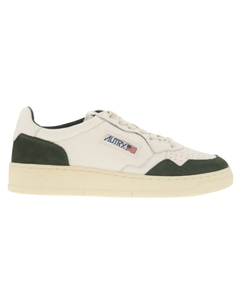 AUTRY Medaillengewinner niedriger Leder- und Wildleder -Turnschuhe White