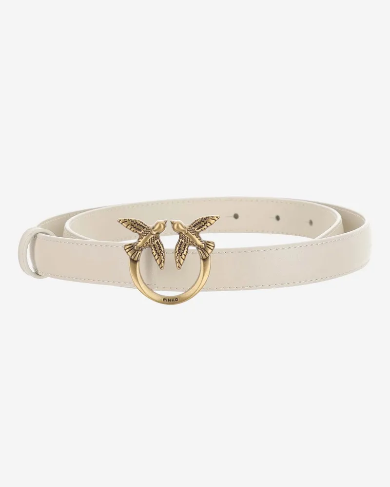 Pinko Love Berry Ledergürtel White