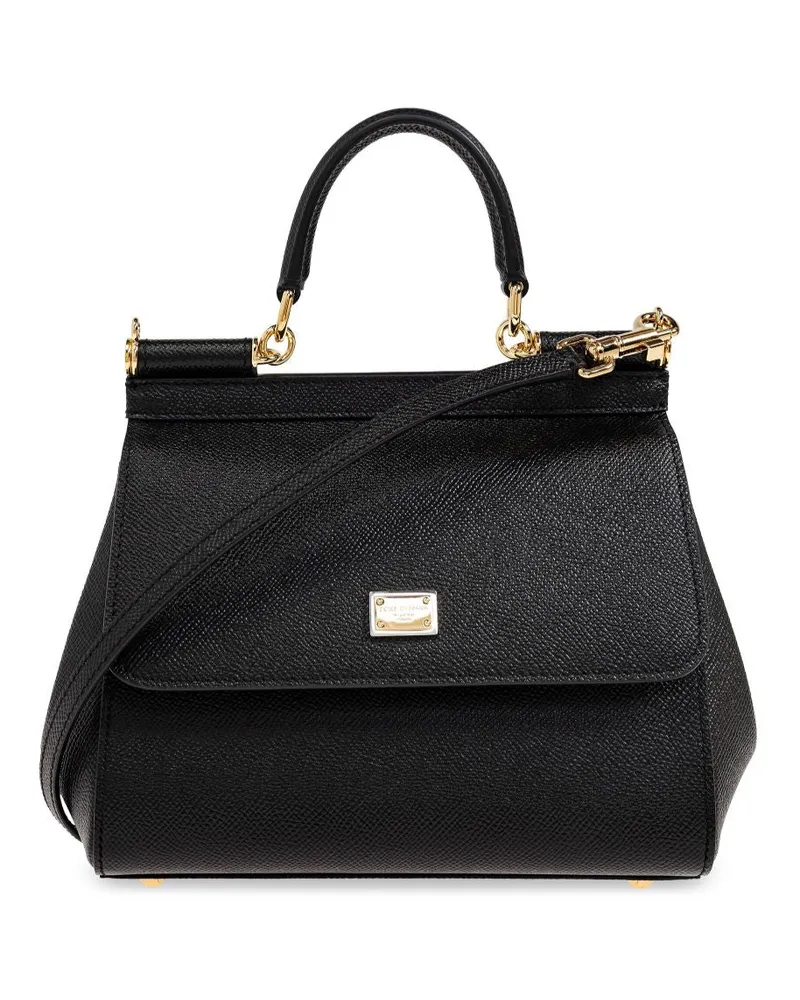 Dolce & Gabbana Sizilien mittelgroße Lederhandtasche Black