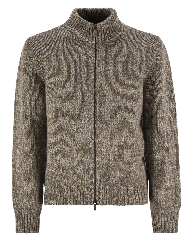 Peserico Woll Blend Rollkragenpullover Strickjacke Honey