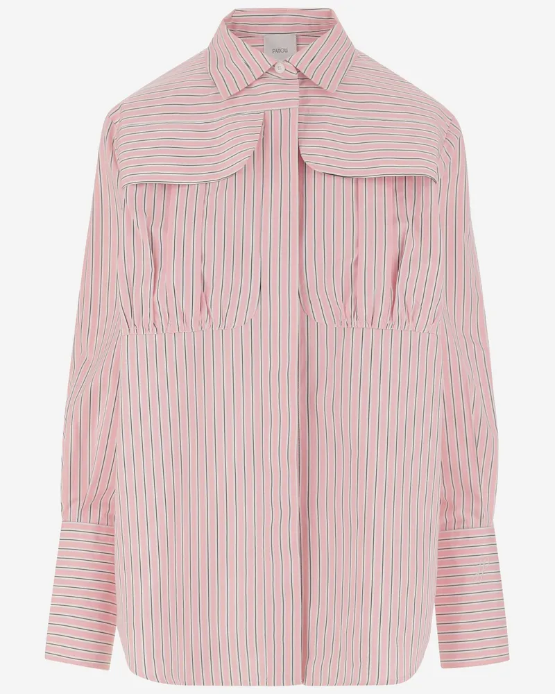 Patou Baumwollhemd mit gestreiftem Muster Pink