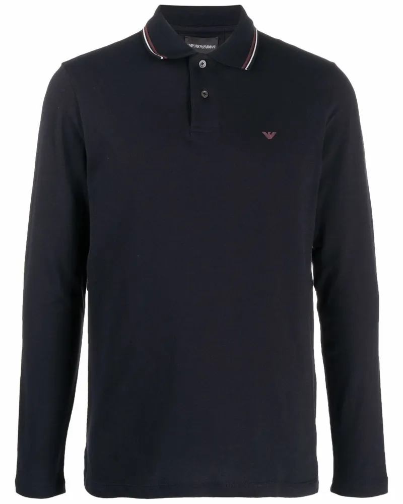 Emporio Armani Logo Cotton Polo -Hemd Blue