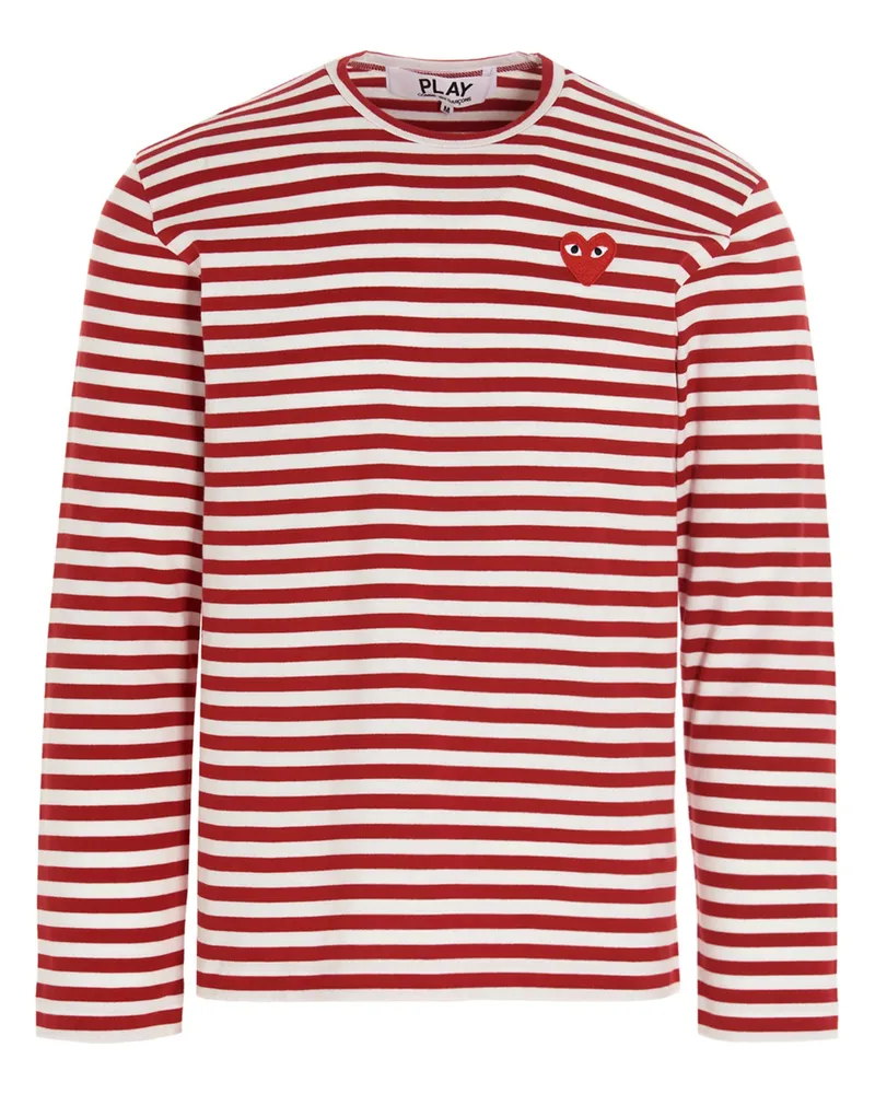 Comme des Garçons Comme des Garçons Spiel Logo Patch Stripes T -Shirt Red