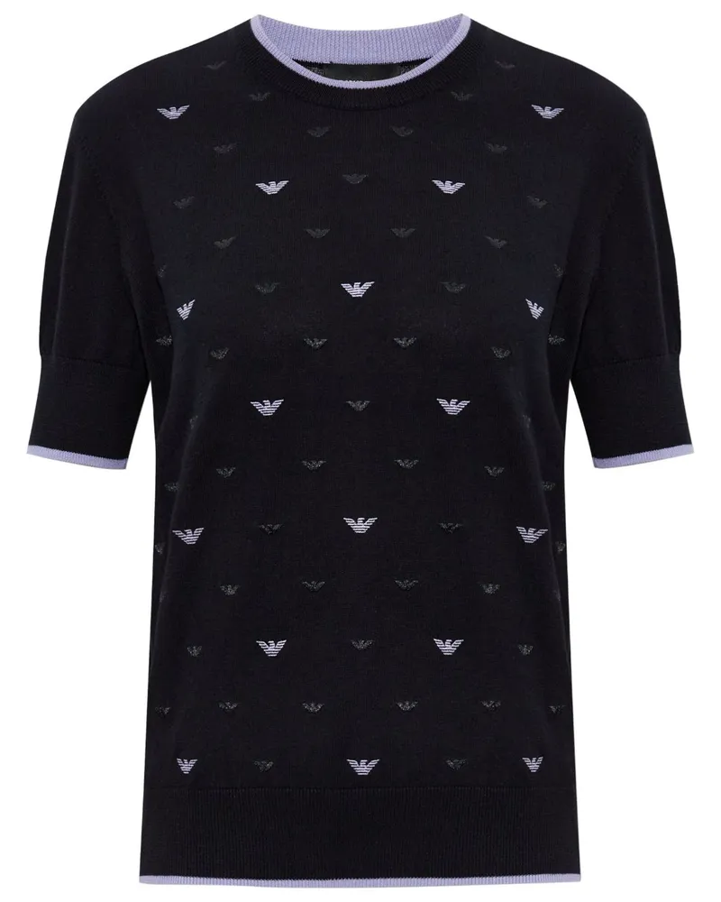 Emporio Armani Allover Logo Baumwollpullover Black