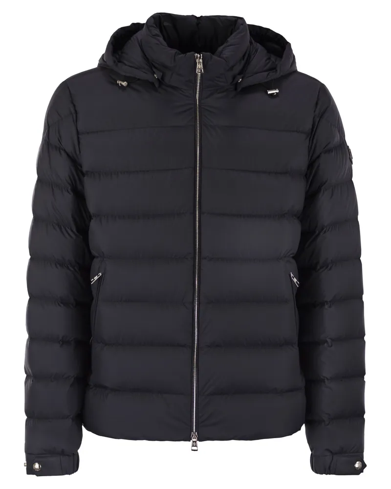 Moncler Arneb Short Down Jacke mit Kapuze Blue
