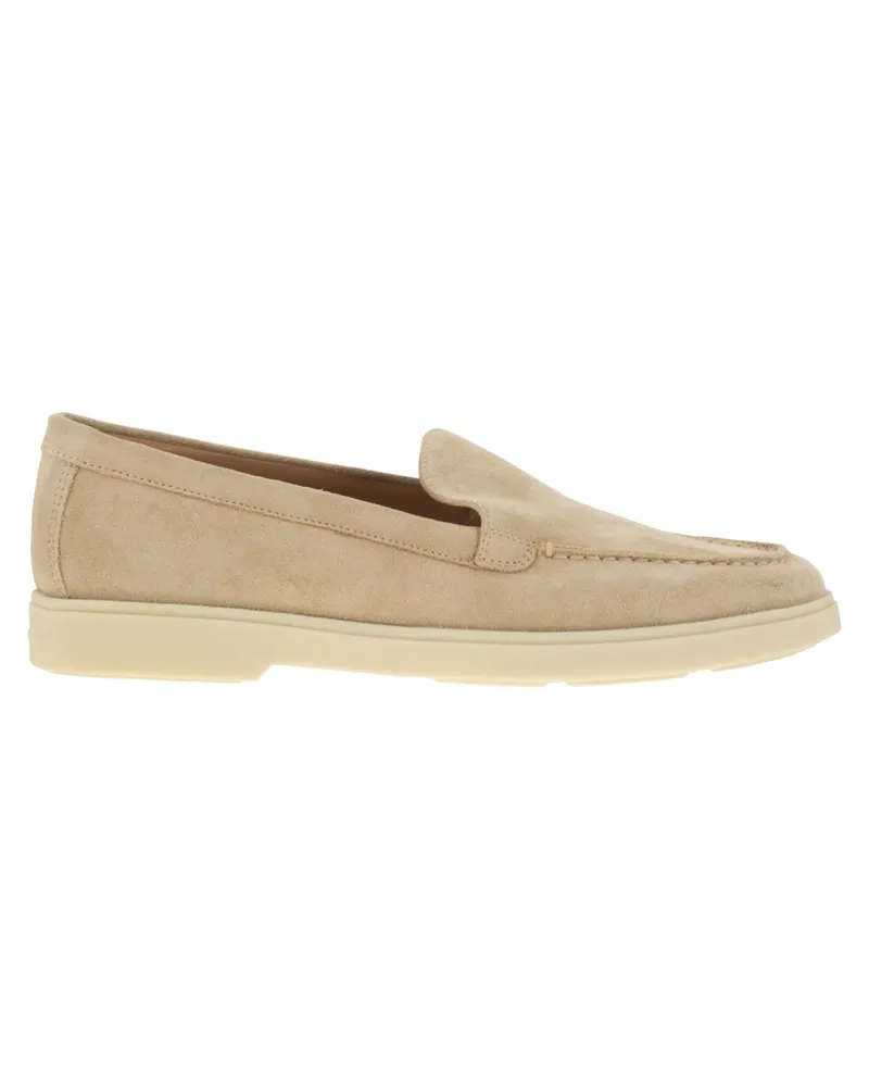 Santoni Suede Moccasin Beige