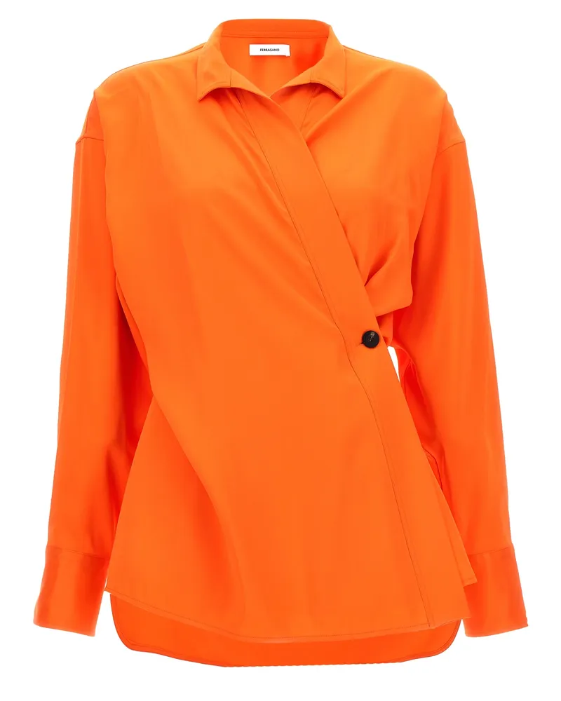 Ferragamo Satin Asymmetrisches Hemd Orange