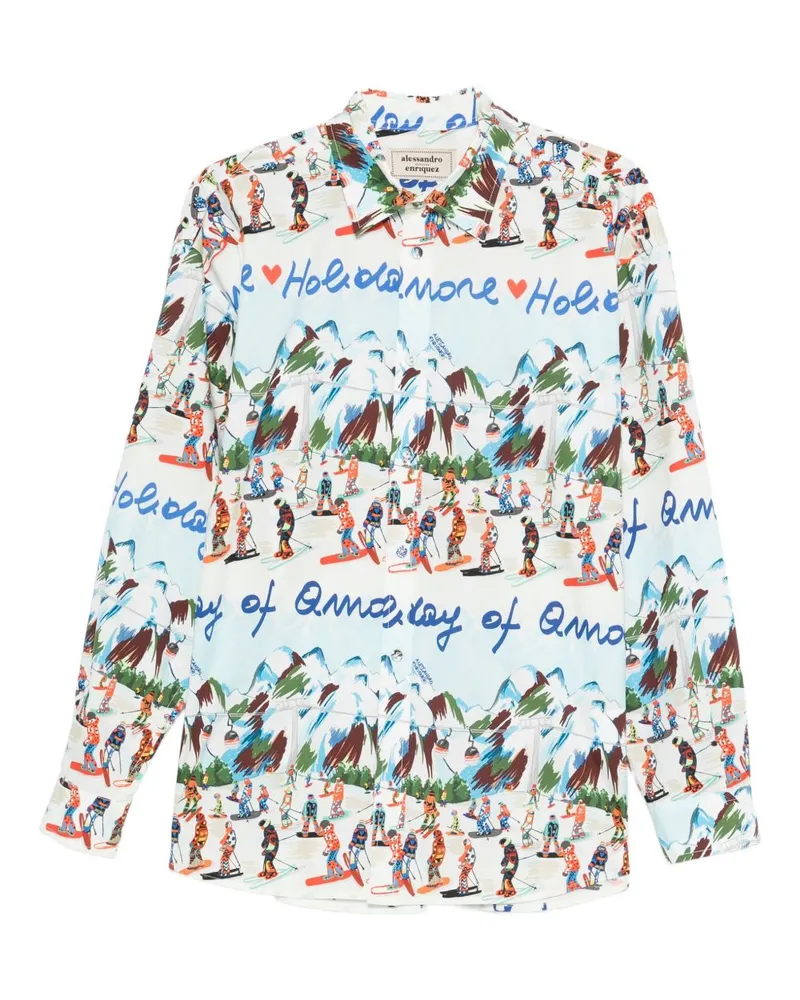 Alessandro Enriquez Bedrucktes Baumwollhemd von Multicolour