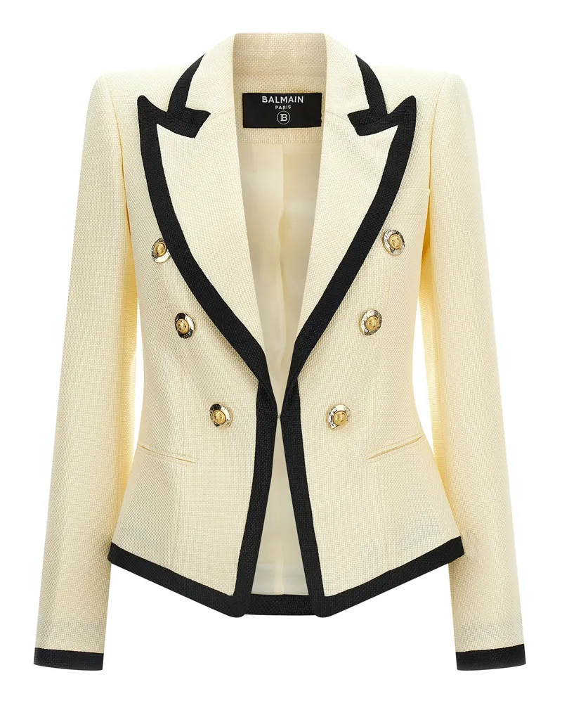 Balmain Maxi Schultergurt Blazer White