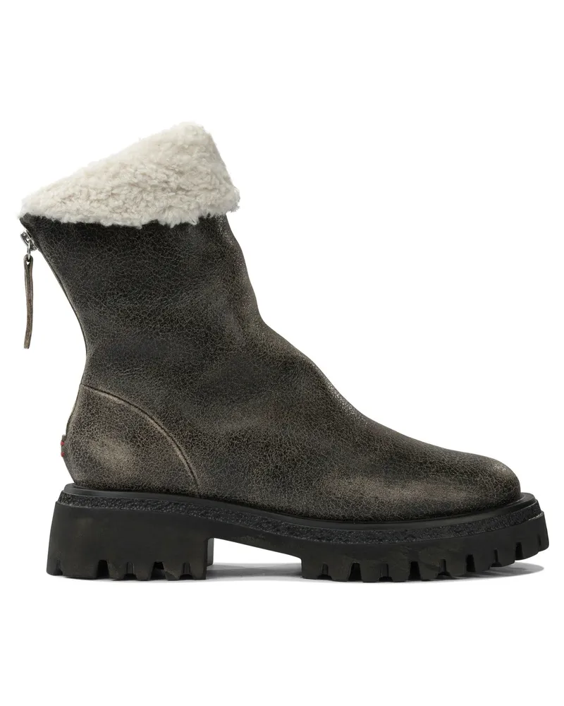 HALMANERA Leder-Stiefeletten mit Reißverschluss Brown