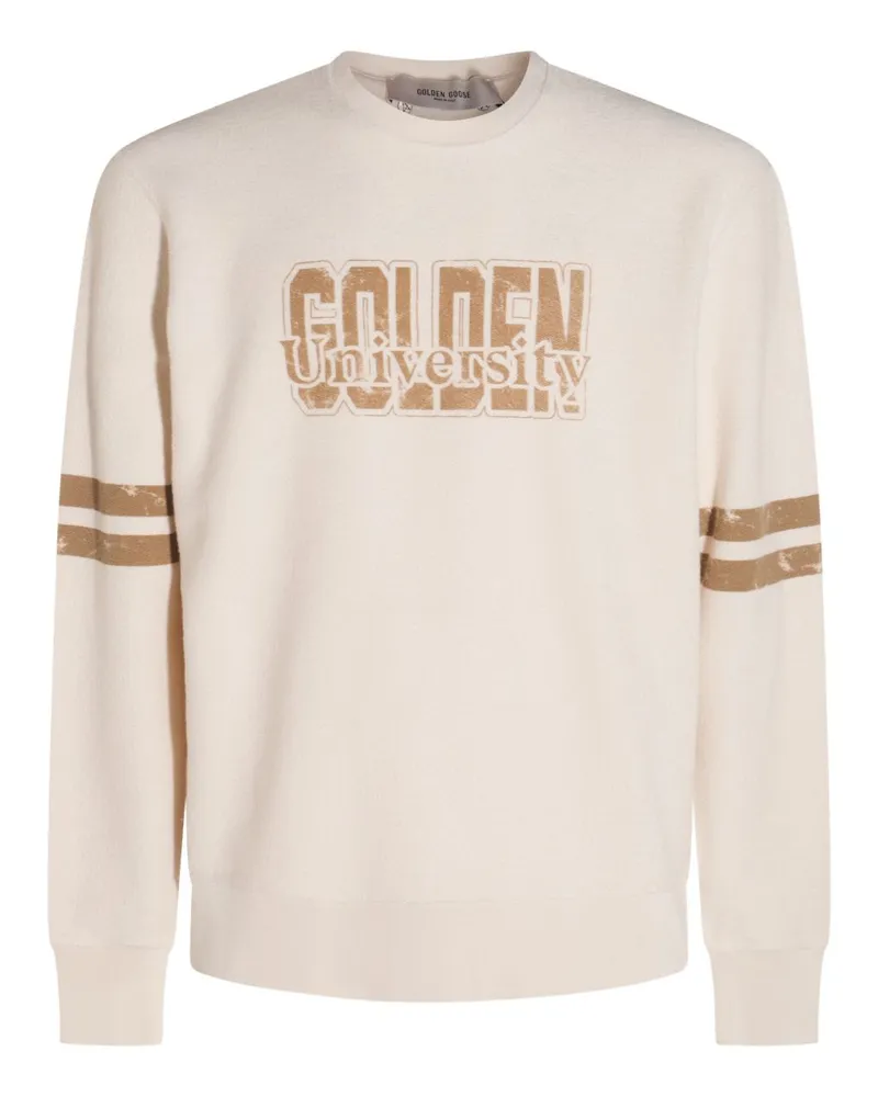 Golden Goose Logo Baumwoll -Sweatshirt White
