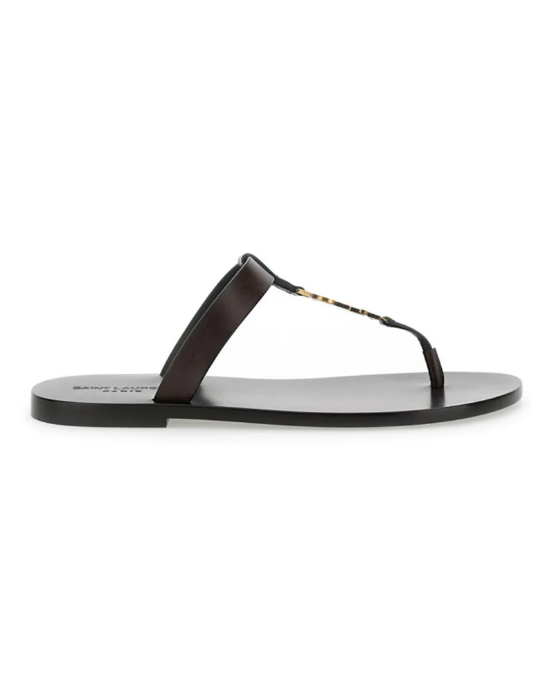 Saint Laurent Cassandre 05 Flache Sandalen Brown