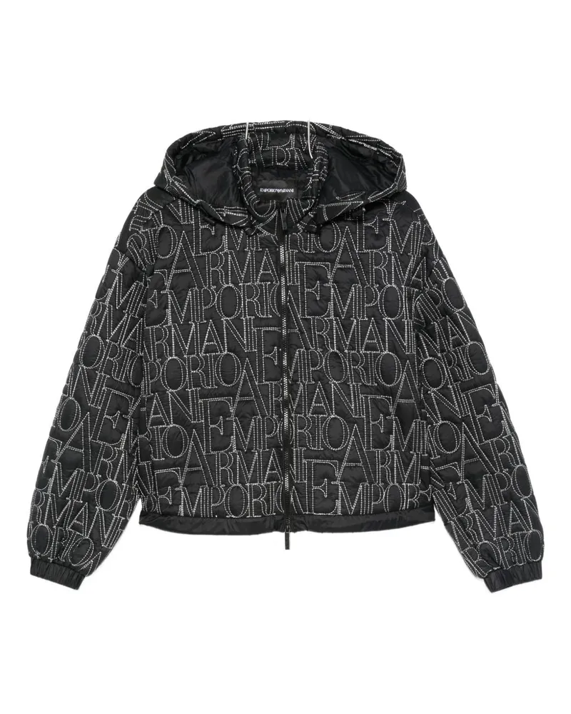 Emporio Armani Allover Logo Nylon Blouson Jacke Black
