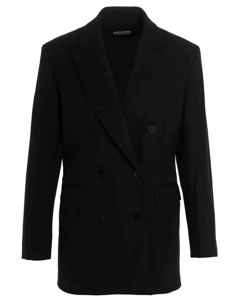 Alberto Biani Wolle Doppelte Brustblazerjacke Black