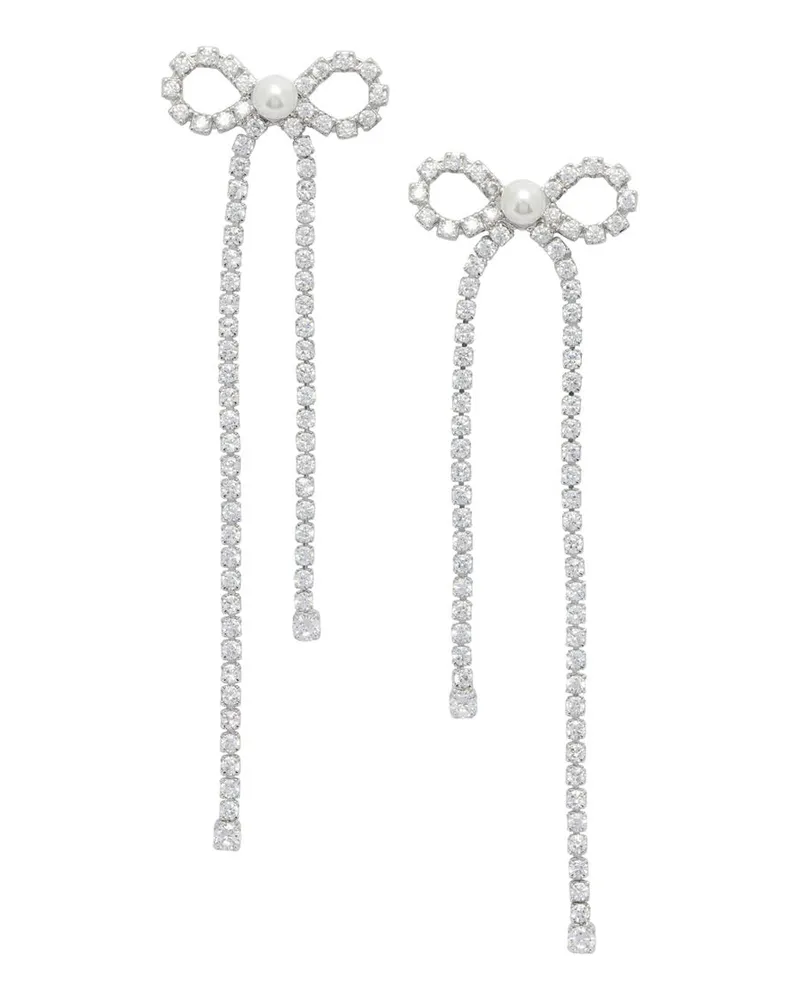 Self-Portrait Selbstporträt-Schleifenohrringe mit Kristallen Silver