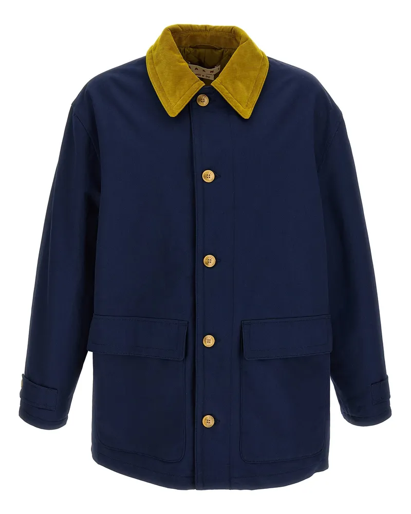 Marni Cotton Gabardine Parka Blue