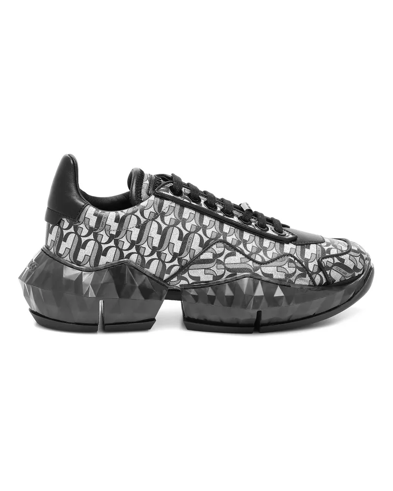 Jimmy Choo Diamond JC Monogramm Glitter Leder -Sneaker Black