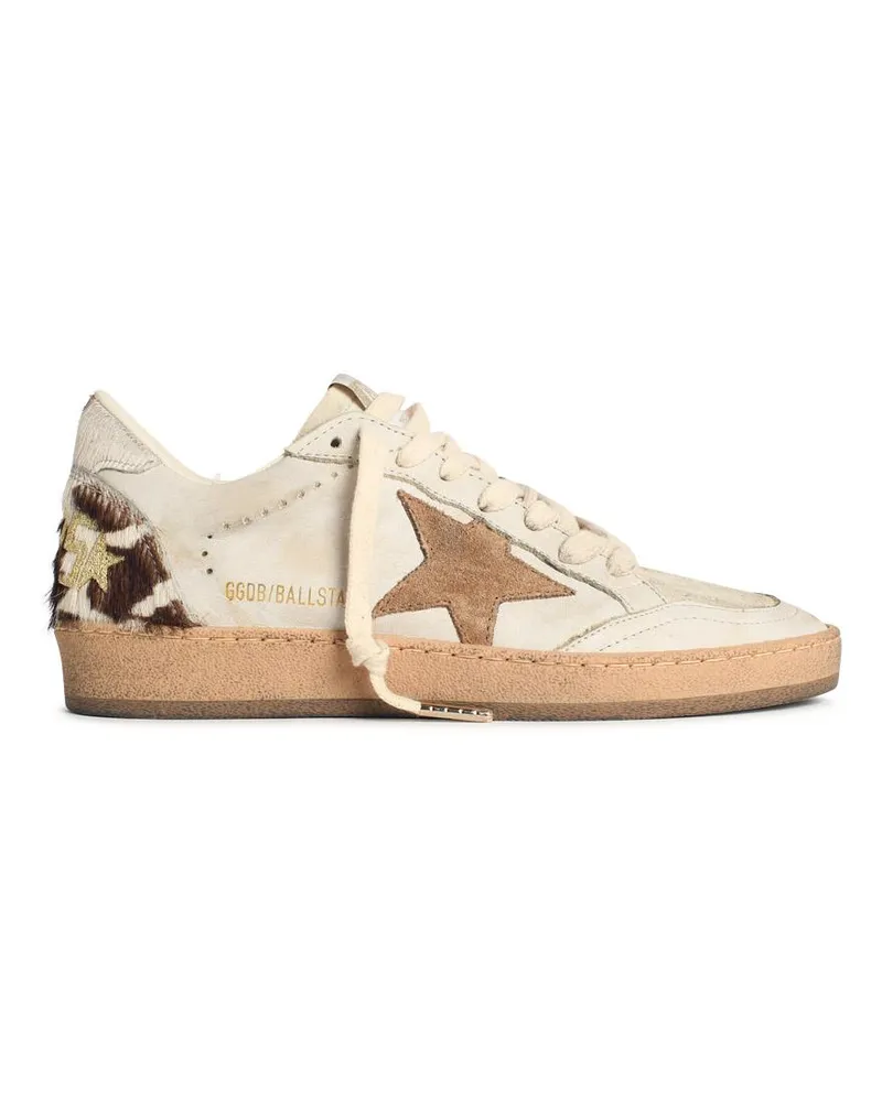 Golden Goose Ball Star' weißes Wildleder und Pony Lear -Sneaker White