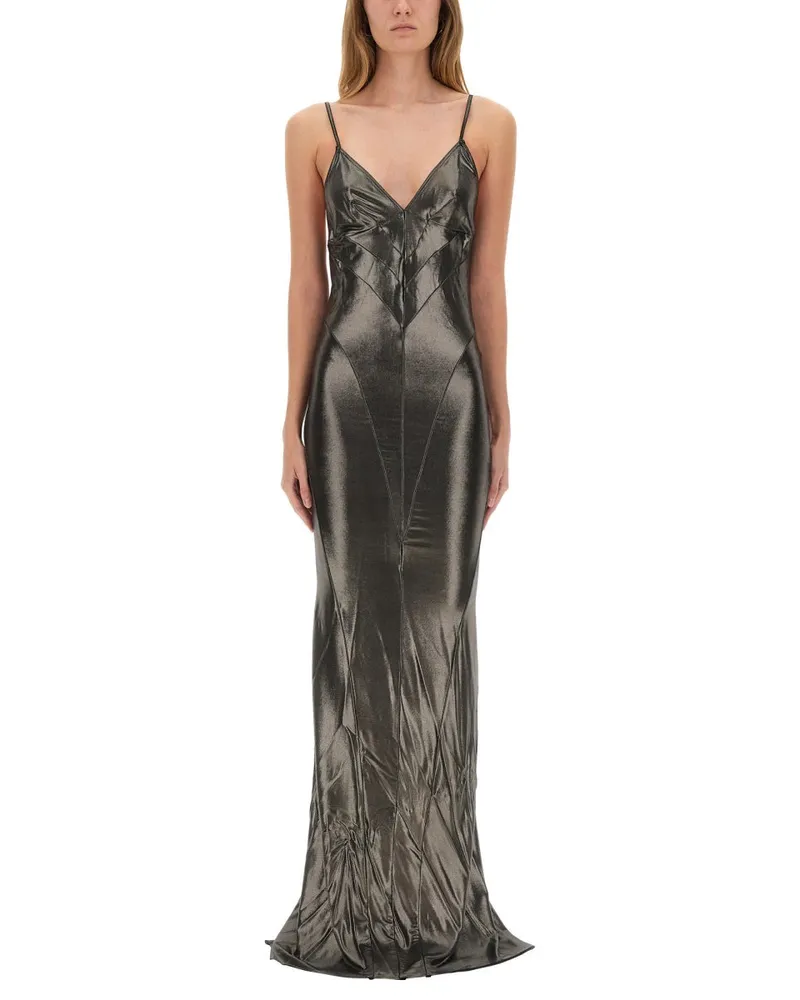 Rick Owens Lilies Metallic Long Kleid Grey