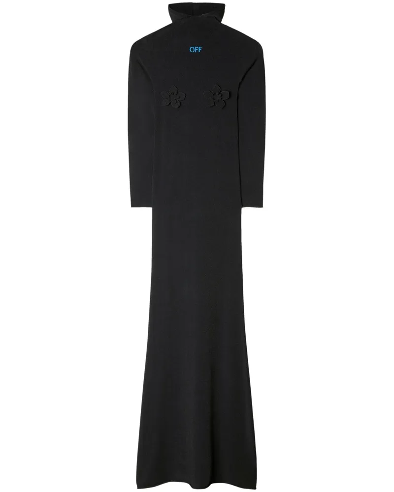 OFF-WHITE Off weißes hohes Nacken langes Kleid Black