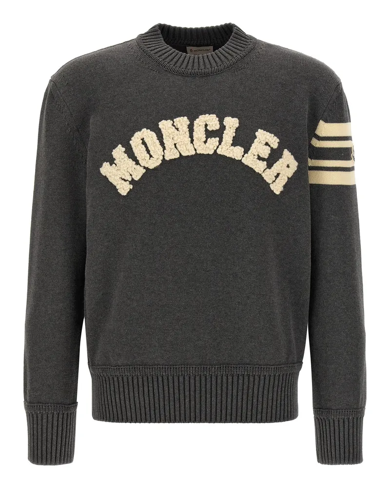 Moncler Bouclé -Logo -Pullover Gray