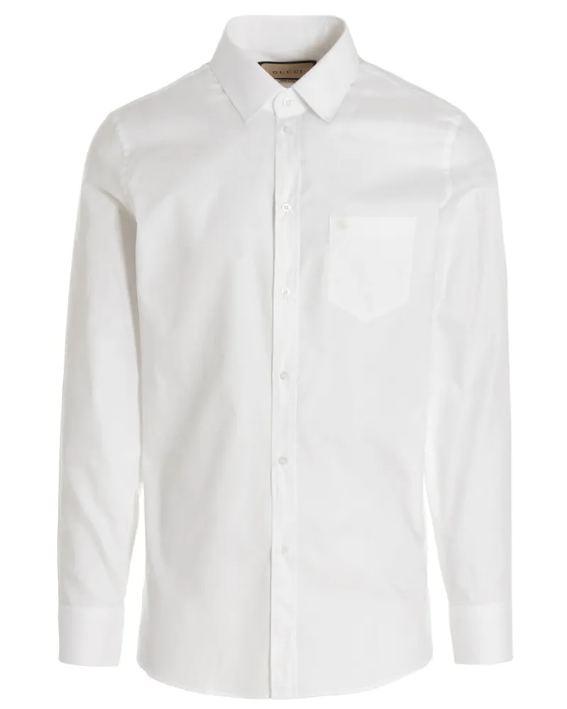 Gucci Hemd mit besticktem Logo White
