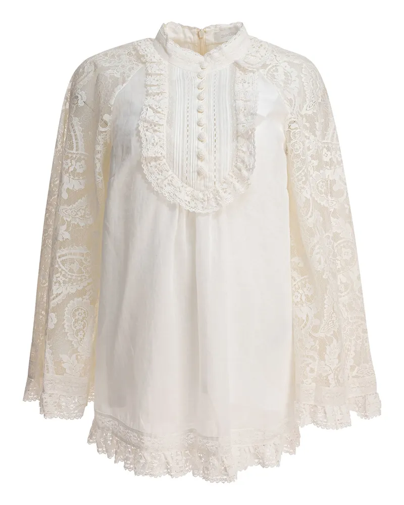Zimmermann Ascension Lace Joch Tunika Beige