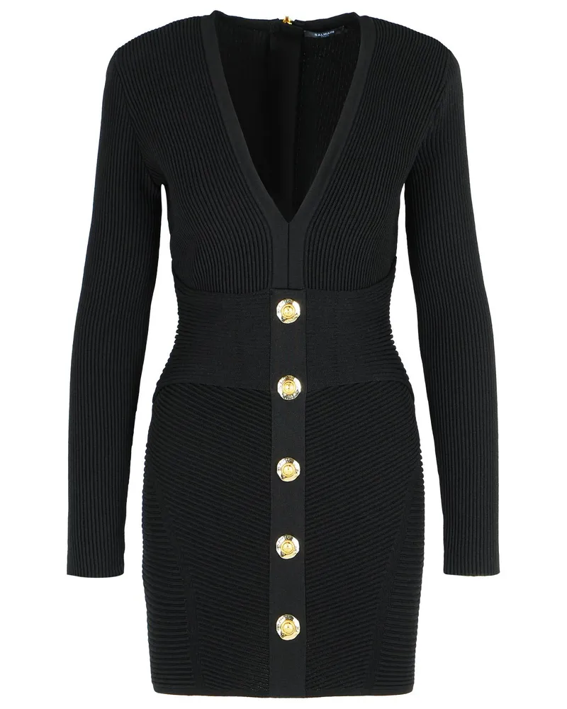 Balmain kurzes Kleid in schwarzer Viskose -Mischung Black