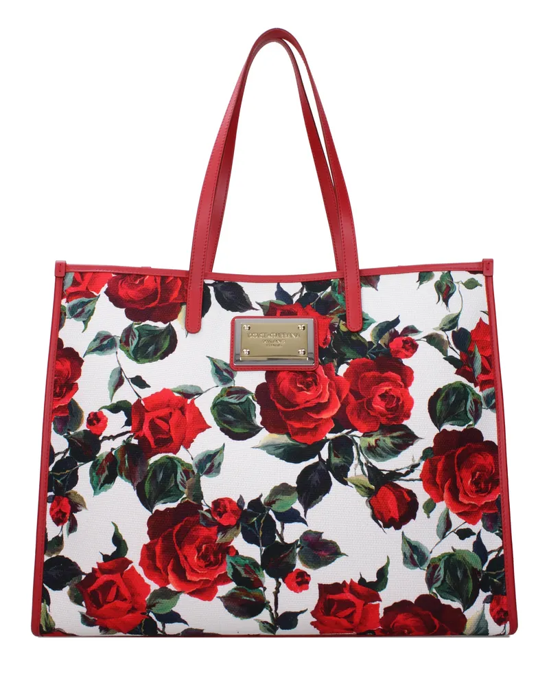 Dolce & Gabbana Dolce&Gabbana Damens Umhängetaschen Stoff Rot/Weiß -
