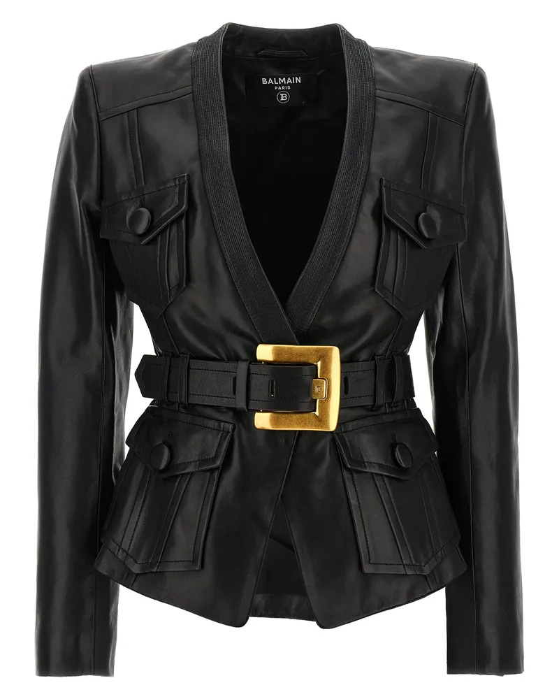 Balmain Lederjacke Black