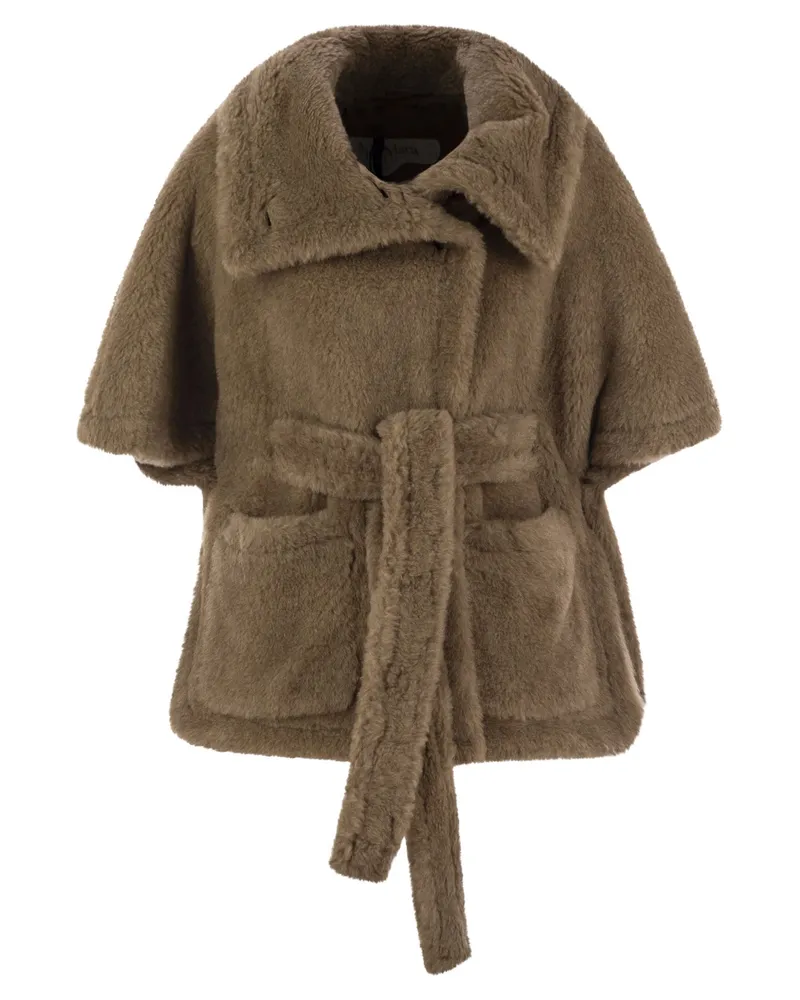 Max Mara Amato Teddy Stoffhaube mit Gürtel Caramel