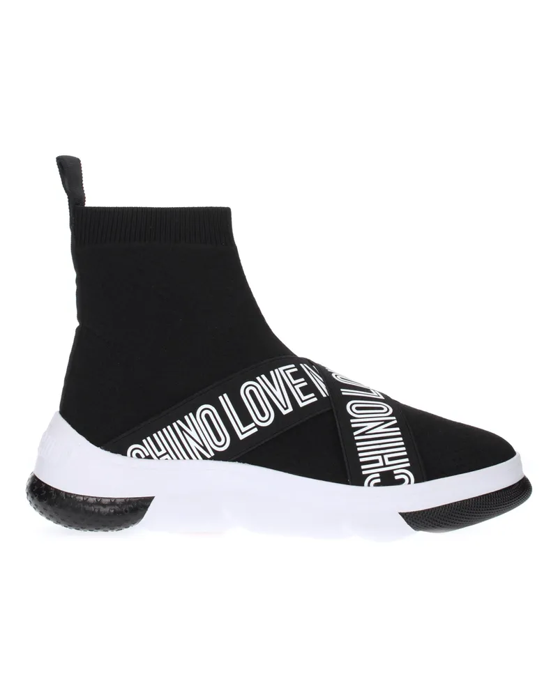Moschino Damens Stoffsneaker Schwarz/Weiß -