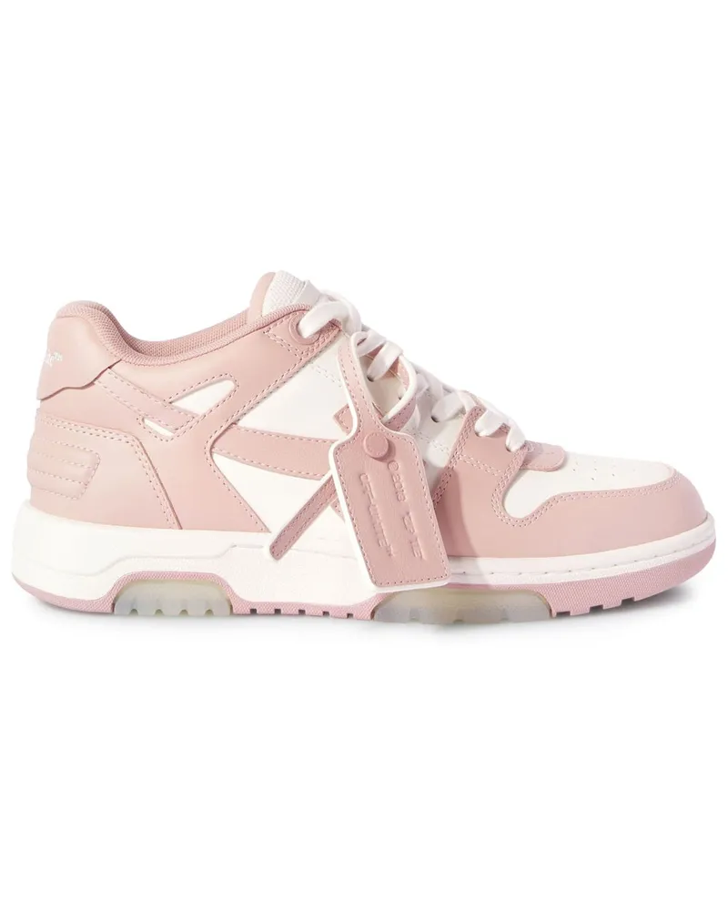 OFF-WHITE Aus weißer Leder -Sneaker aus dem Büro Pink