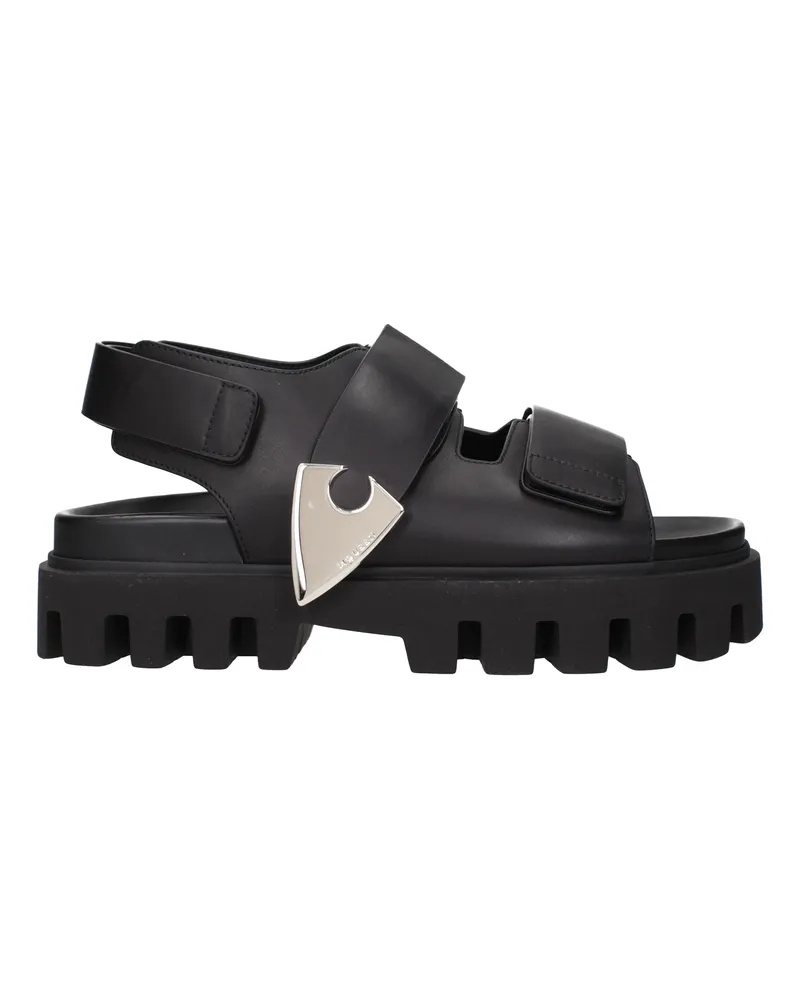 Alexander McQueen Herrens Schwarze Ledersandalen -