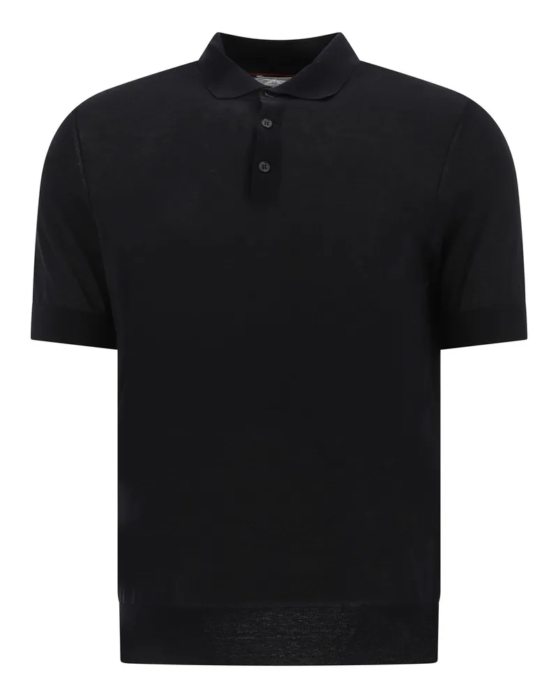 Brunello Cucinelli Poloshirt aus Baumwolle und Seide Black